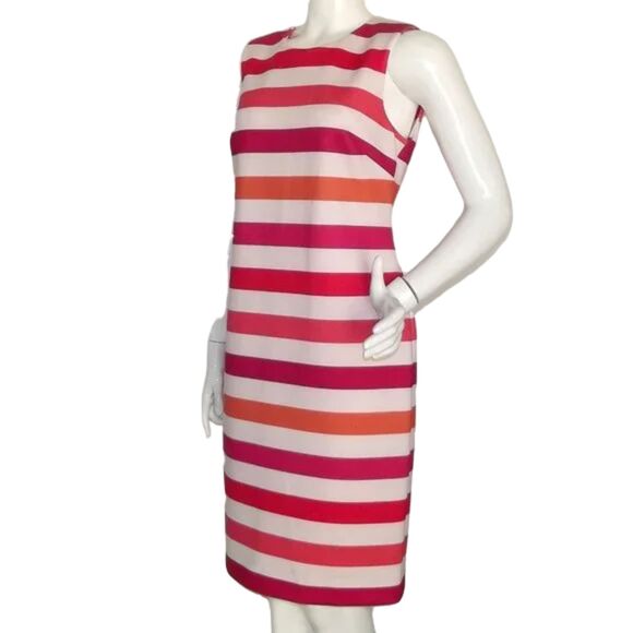 CALVIN KLEIN Dress, 10, Multicolor Stripes, Sleeveless, Neoprene Scuba - Picture 4 of 12